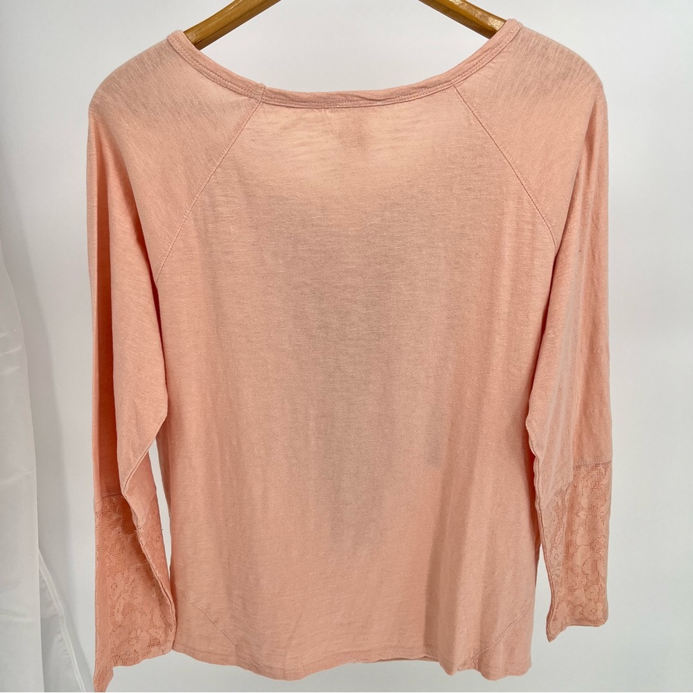 Sundance Womens Embroidered Beaded Top Size L Peach Lace Detail Boho - Picture 8 of 10